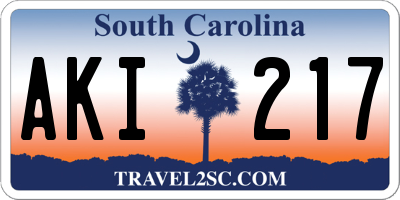 SC license plate AKI217