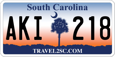 SC license plate AKI218