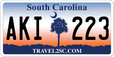 SC license plate AKI223