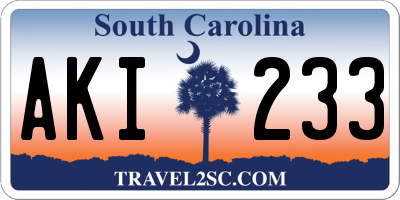 SC license plate AKI233