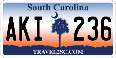 SC license plate AKI236