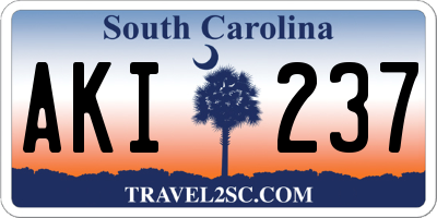 SC license plate AKI237