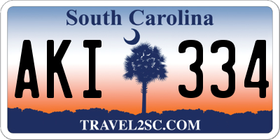 SC license plate AKI334