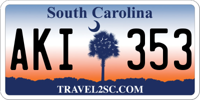 SC license plate AKI353