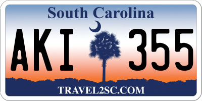SC license plate AKI355
