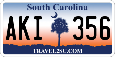 SC license plate AKI356