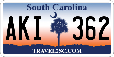 SC license plate AKI362