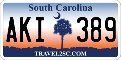 SC license plate AKI389