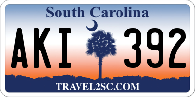 SC license plate AKI392