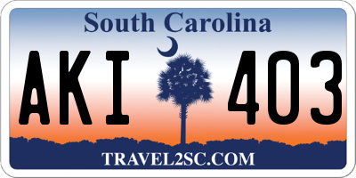 SC license plate AKI403