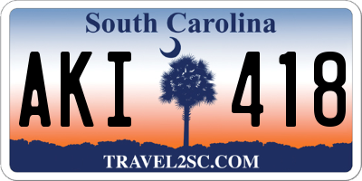 SC license plate AKI418