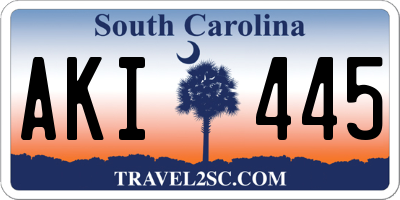 SC license plate AKI445