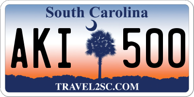 SC license plate AKI500