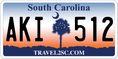 SC license plate AKI512