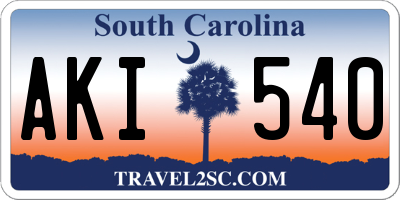 SC license plate AKI540