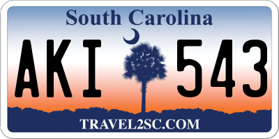 SC license plate AKI543