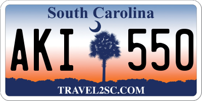 SC license plate AKI550