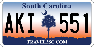 SC license plate AKI551