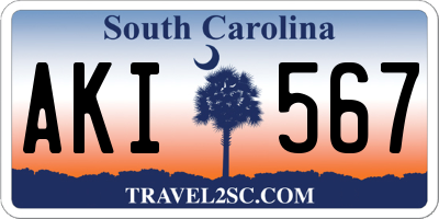 SC license plate AKI567