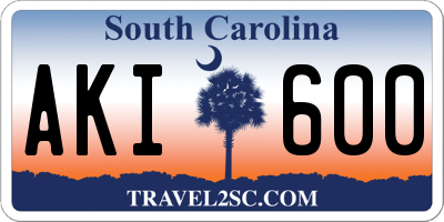 SC license plate AKI600