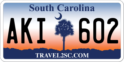 SC license plate AKI602