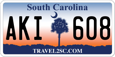 SC license plate AKI608