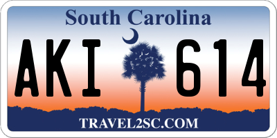 SC license plate AKI614