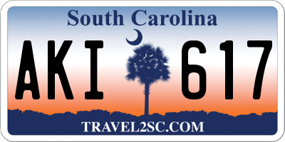 SC license plate AKI617