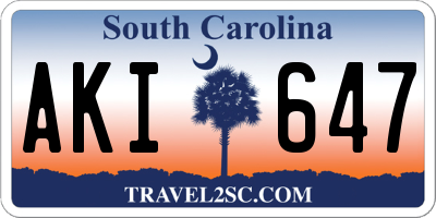 SC license plate AKI647