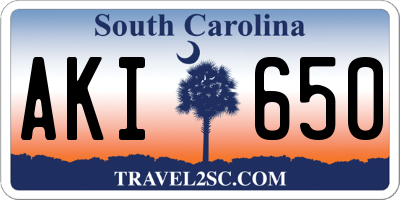 SC license plate AKI650