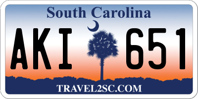 SC license plate AKI651