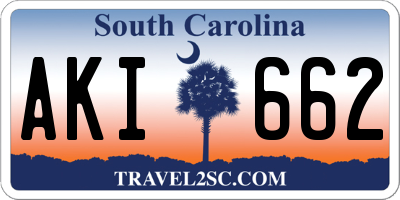 SC license plate AKI662