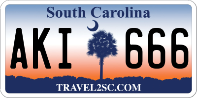SC license plate AKI666
