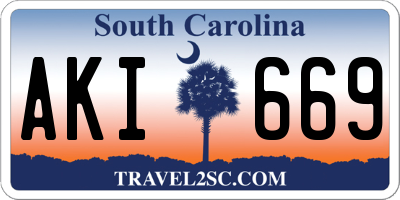SC license plate AKI669
