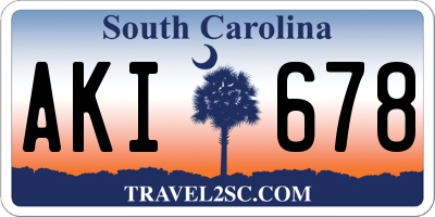 SC license plate AKI678