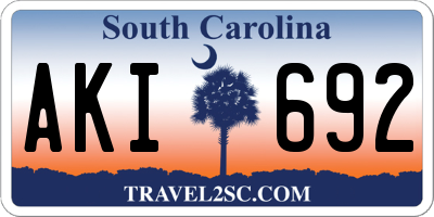 SC license plate AKI692