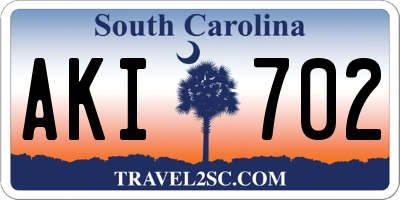 SC license plate AKI702