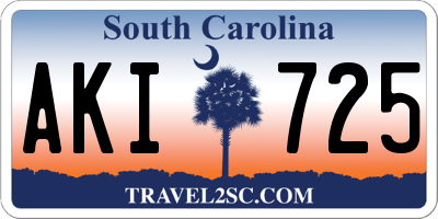 SC license plate AKI725