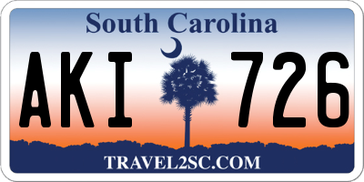SC license plate AKI726