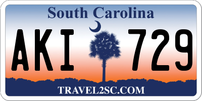 SC license plate AKI729