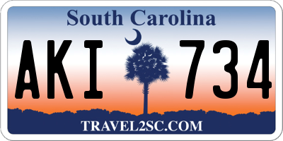 SC license plate AKI734