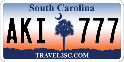 SC license plate AKI777