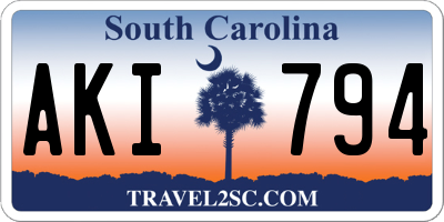 SC license plate AKI794