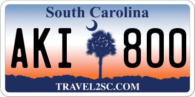 SC license plate AKI800