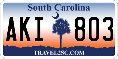 SC license plate AKI803