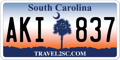 SC license plate AKI837