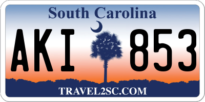 SC license plate AKI853