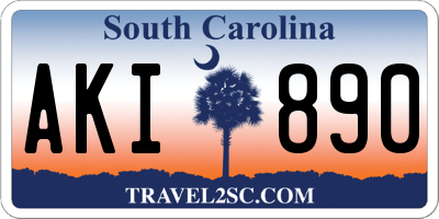 SC license plate AKI890