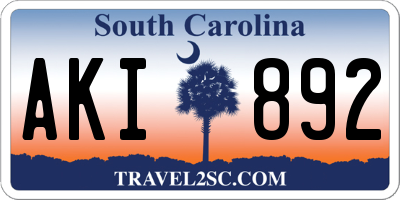 SC license plate AKI892