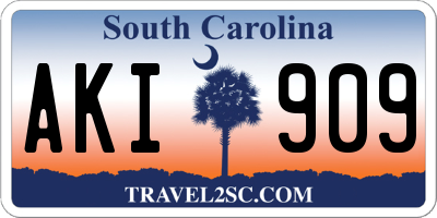 SC license plate AKI909